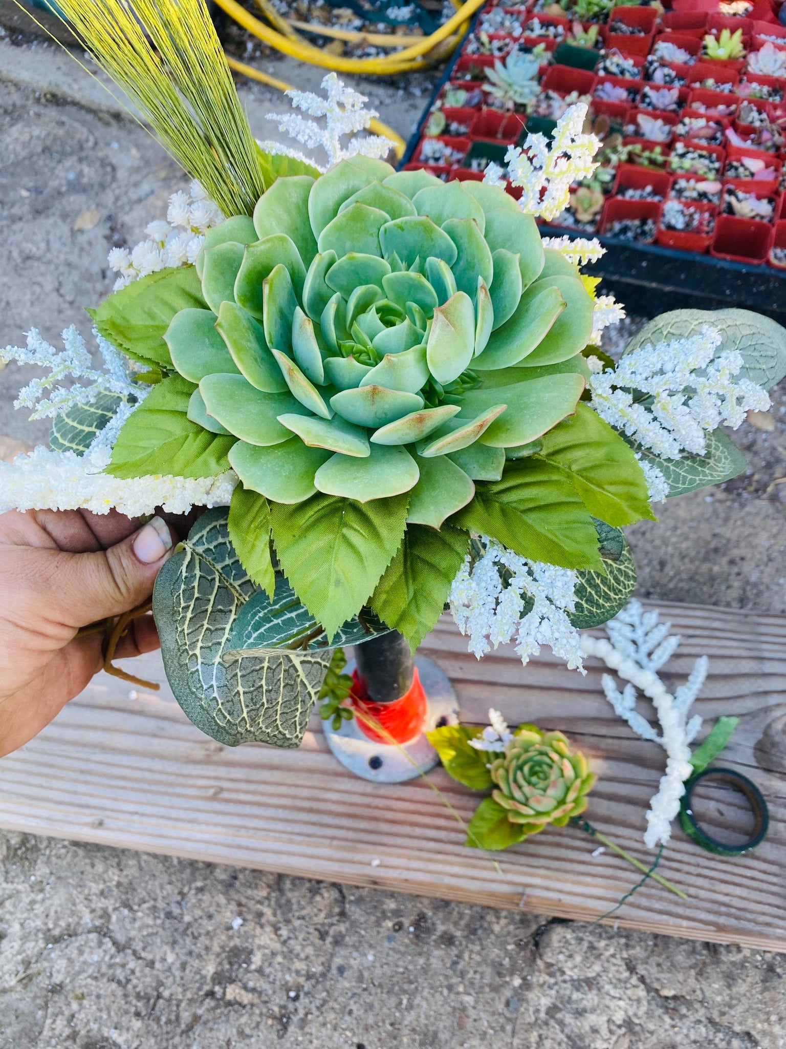 Succulent wedding bouquet