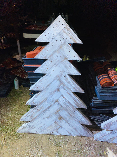 Large 12 inch to 3 ft to 3 1/2 Ft rustic herringbone wood Christmas tree , Christmas decorations , yard decorations, lighted tree